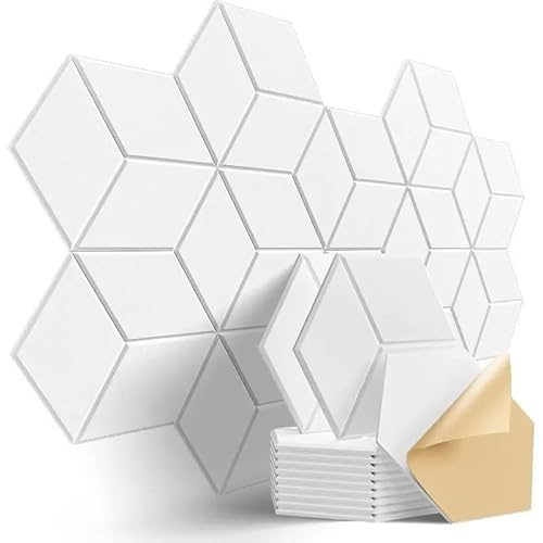 Lucky Sign Lot de 12 panneaux acoustiques autocollants, blancs
