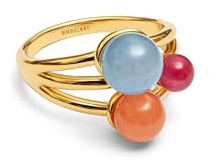 SINGULARU - Anillo Circus. Latón con Baño en Oro de 18 Kt y Piedra natural. Joyas Para Mujer. Talla 14.