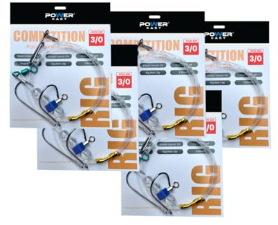 Power Cast Competition Pulley Pennel Fishing Rig Set, 2/0 and 3/0 Hooks, 5 Rigs per Pack (Hook Size 3/0)