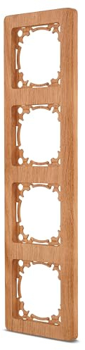 REV Serie de interruptores Nova – Marco vertical de 4 posiciones para enchufes, interruptores de luz y otros insertos, color roble