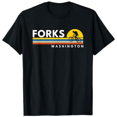 Forks Washington WA Vintage Retro Souvenirs Biking T-Shirt