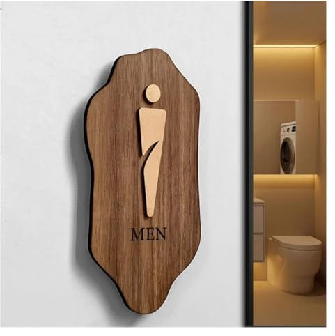 MRKU Segnaletica per WC in Legno per Uomini e Donne, Adesivo da Parete per WC dell'hotel, Cartello con Istruzioni per Il Bagno, Decorazione per la casa per Hotel