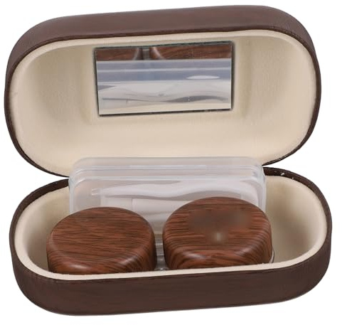 GLEAVI Lens Case Box Eye Lens Case Leak-Proof Plastic Container with Leather Lining for Contact Lenses Storage and Travel Use