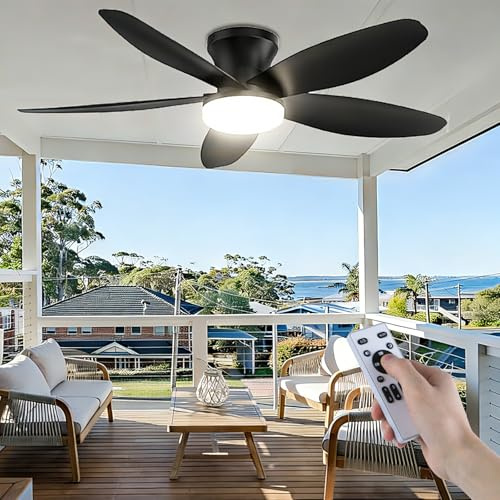 JVURICE Ventilatore da soffitto da 102 cm con illuminazione, ventilatore di illuminazione, diverse temperature di colore, telecomando con timer, movimento avanti e indietro per camera da letto