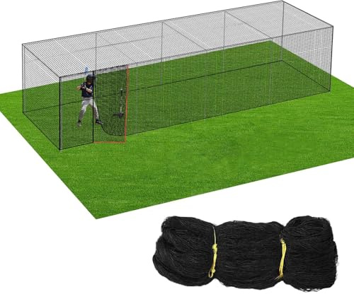 Baseball batting Cage Nät, Baseball och Softball Cage Netting, Backyard Baseball Hitting Practice Tool Set, Fullständigt sluten Softball Batting Träningsnät med 20/35/55 fot djup(10x10x35ft)