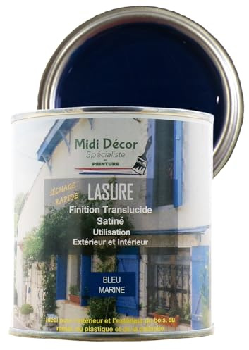 Rustins peinture à l'eau lasure, mate, pour tous types de bois et métaux intérieurs et extérieurs – 7 m² (500 ml, Bleu marine)