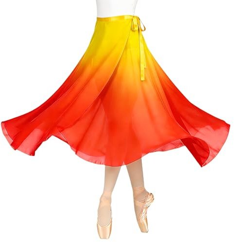 Baisdan Women Ballet Wrap Skirt Chiffon Sheer Long Dance Skirt Dancewear