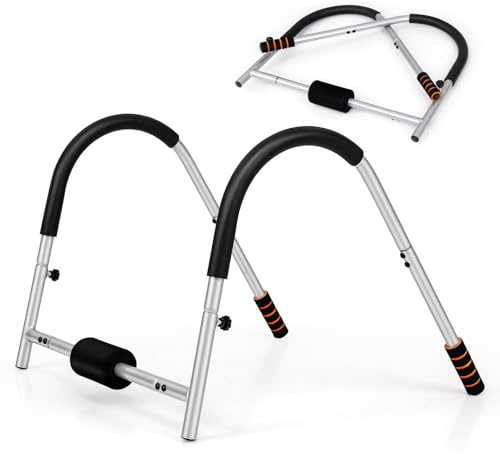 COSTWAY Bauchtrainer AB Trainer, Bauchmuskeltrainer klappbar, Bauch Trainingsgerät mit gepolsterter Kopfstütze für Zuhause, Büro,150kg belastbar (Silber)