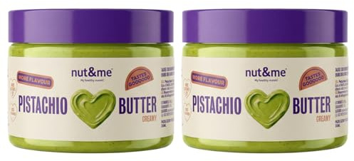 nut&me Crema de pistacho cremosa 500 g | Pack 2 x 250 g, Sin gluten, aceite de palma ni conservantes, Sabor dulce ideal para Rellenos y recetas chocolate Dubai