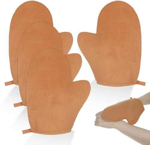 4 st. brun handske brun brun brun Mitt applikator dubbla sidor Tan Applicator Mitt återanvändbar självbrun solbränna handske solbränning handskar tvättbara handskar tanning ränder fri brun