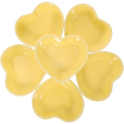 COMPUKAS 6pezzi Piatti Forma di Cuore in Ceramica per Salse e Condimenti Ciotoline Colorate per Dipping per Casa Feste e Picnic