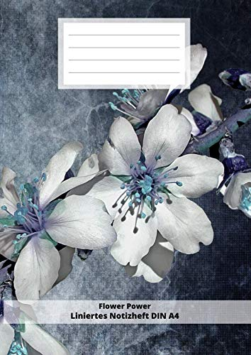 Flower Power Liniertes Notizheft DIN A4: Soft Cover 120 Seiten| Leeres Heft mit Linien für Notizen, als Tagebuch, für Aufgaben