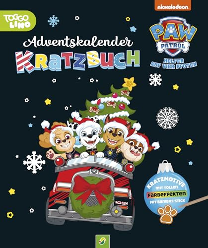 PAW Patrol Adventskalender Kratzbuch: Kratzmotive mit tollen Farbeffekten für Kinder ab 5 Jahren. Mit Bambus-Stick