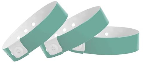500 WristCo Teal Premium Multi-Layer Vinyl Wristbands for Events – Extended Wear, Tamper-Proof, Stronger Plastic – Bracelet for Hospital ID, Concert Entry, Party Event, VIP Identification