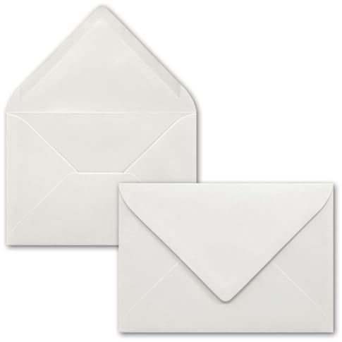50x Briefumschläge B6-17,5 x 12,5 cm - Hellgrau - Nassklebung mit spitzer Klappe - 120 g/m² - Für Hochzeit, Gruß-Karten, Einladungen