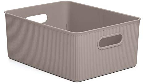 TATAY Plastic Storage Basket 15 L Baobab | Organizer Box | Integrated Handles | Compact and Versatile Design | BPA-Free Plastic | 29.4 x 38.5 x 16 cm, Taupe