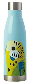 Maxwell & Williams Bouteille Isotherme en Inox 18/8, Illustration Perruche Ondulée, Collection Pete Cromer, 500 ml - Bleu Turquoise