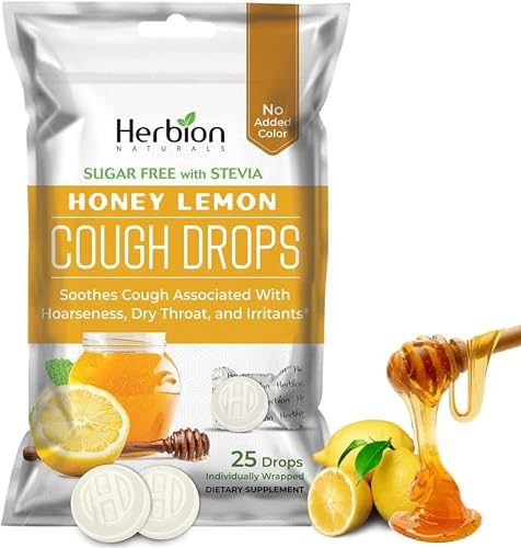 Herbion Naturals Hustentropfen mit Honig-Zitronen-Geschmack, zuckerfrei mit Stevia, Nahrungsergänzungsmittel, lindert Husten, für Erwachsene und Kinder ab 6 Jahren, 25 Tropfen, ohne künstliches Aroma