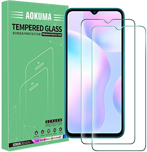 AOKUMA Protector de Pantalla para Xiaomi Redmi A1/9A/9AT/9C, [2 Unidades] Cristal Templado para Xiaomi Redmi A1/9A/9AT/9C Fácil Instalación, Sin Burbujas, Alta Definicion, 9H Dureza, Anti-Arañazos