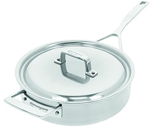 Demeyere Essential 5 Hochwertiger Braeter fuer Induktion und Backofen, Stielkasserolle mit Deckel aus pflegeleichtem 5-lagigem Edelstahl mit 30 Jahren Qualitaets-Garantie, 24 cm gross