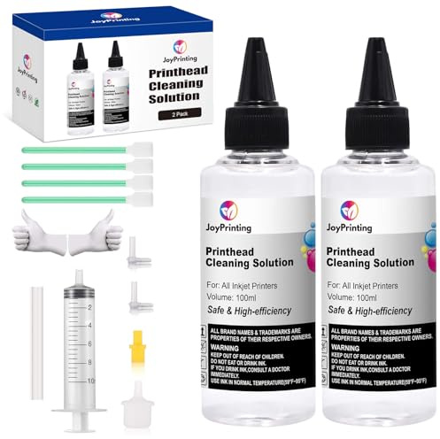 JoyPrinting Printer Cleaning Kit for Epson, Printhead Cleaning Kit for HP, Printer Head Cleaner for Canon, Printhead Cleaning Solution for Inkjet Printers, Printers Print Head Cleaning Kits 200mL