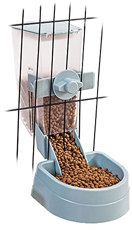 1L Automatic Rabbit Food Dispenser, Rabbit Food and Water Bowls, Small Pet Feeder with Lid, Great for Rabbits, Ferrets, Cats, Birds