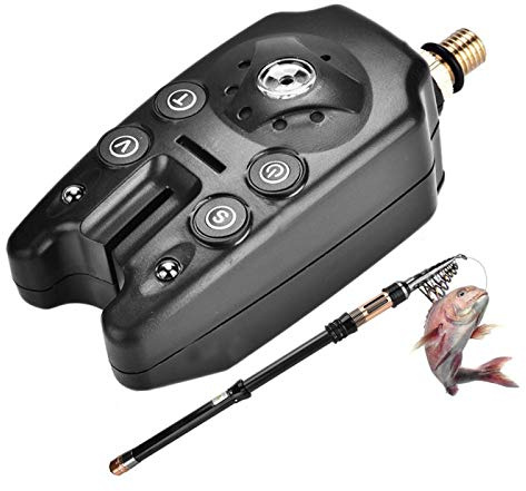 Nikou Alarma de mordida de Pesca LED indicador de Alarma de Pesca Sonido Ajustable y Alarma iluminada para Pescar(Negro)