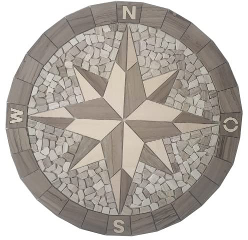 Carreaux de mosaïque - Gris, blanc, rose - Ronds - 80 - Boussole - Mosaïque - 088
