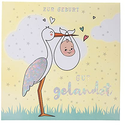 Depesche 0011694-047 Pop-up Glückwunschkarte zur Geburt Klappkarte mit Musik, Lichtelementen und einem originellen Spruch, Geburtstagskarte inkl. Umschlag, Format 15,5 x 15,5 cm