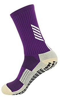 FASECKS Calzini da calcio per ragazzi, traspiranti, accessori per allenamento sportivo, per bambini, da uomo, antiscivolo, Viola, M
