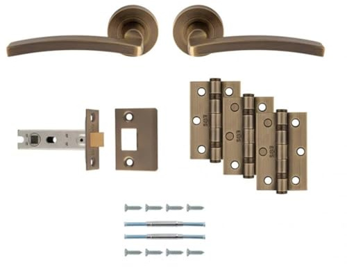 Carlisle Brass Tavira Türriegel-Set, ultimatives Tür-Set mit mattem Schwarz und antikem Messing-Finish, Metall, Messing, 100%, Größe 12,4 x 6,9 cm