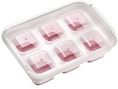 Westmark Eiswürfelbereiter Cube – Eiswürfelform mit Deckel, zum Herstellen von 6 großen Eiswürfeln, Transparent/Rot/Weiß – Kunststoff, BPA-frei