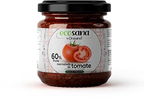 Mermelada de Tomate sin Azucar BIO Ecosana Drasanvi 250 Gramos | Extra de Tomate sin Azucar Anadido, Certificada BIO, Ideal para Acompanar Quesos y Aperitivos Salados, Vegana Diariamente