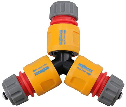 AB Tools 3 Way Garden Hose Pipe Connector Joiner + 3 Quick Release Fittings