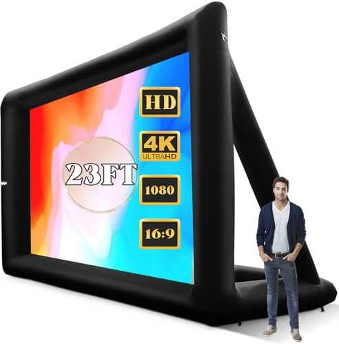 Heipigo 23ft Inflatable Projector Movie Screen Outdoor Projector Screen Portable with Air Blower Storage Bag for Backyard Movie Night, Theme Parties, Celebrations, Front/Rear Projection