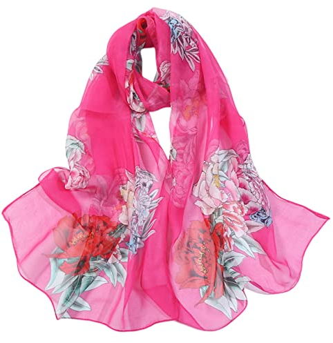 FAIRYGATE Damen Schal Pink Seidentuch Haare Chiffon Schal für Damen Elegantes Accessoire für Frauen Schals Halstuch Schulter Tuch Schal Chiffon Stola Scarves A5106