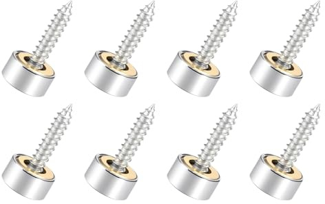 QUARKZMAN 8PCS 10mm Miroir Vis Cache Vis Brossé Inoxydable Acier Argent | Décoratif Capuchons Couverture Attaches, pour Décoratif Miroir et Signe Publicité Quincaillerie