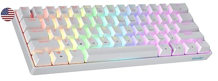 Geeky GK61 60% | Hot Swappable Mechanical Gaming Keyboard | 61 Keys Multi Color RGB LED Backlit for PC/Mac Gamer | ANSI US American Layout (White, Mechanical Blue)