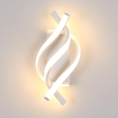 DAXGD Applique LED Parete Moderne, Lampada da Parete Interno 22W 2500 LM, Lampada a Muro Design Curvo 3000K Luce Calda per Camera da Letto Corridoio Soggiorno [Classe di efficienza energetica E]