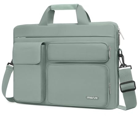 MOSISO Laptoptasche 16 Zoll, 15-15,6 Zoll Laptop Schultertasche Robust | Wasserabweisend, Stoßfest Umhängetasche mit Mehrere Fächer&Gürtel Kompatibel mit MacBook Pro 16, HP Dell Lenovo, Antikes Grün