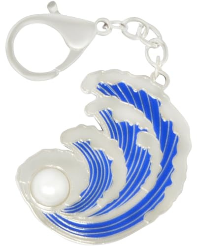 Juanxian Feng Shui nyckelring vattenvåg med lila pärla nyckelring harmoni rikedom välstånd framgång amulett nyårsgåva W5509, BLÅ, 12.5*5cm