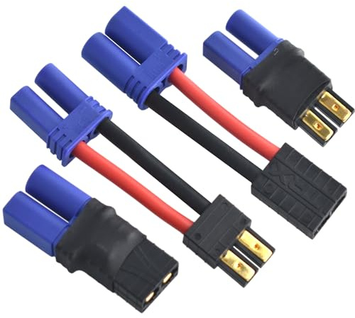 RC LiPo Akku Anschluss Adapter Kompatibel mit TRX Traxxas Lipo Akku Stecker auf EC5 Stecker/Buchse am ESC-Ladegerät (2 Paar)