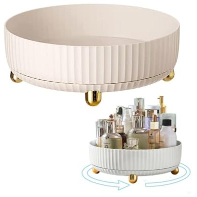 Generic Organisateur de Maquillage Rotation à 360°, Boîte Rangement Maquillage, pour Rangement pour Maquillage, Rangement Parfum pour Coiffeuse, Chambre, Salle de Bains, Cuisine (Blanc)