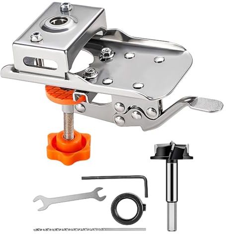 Tiardey Concealed Hinge Jig Kit Stainless Steel 35mm Door Hinge Jig Adjustable Margins 3-7mm for Kitchen Cabinet Cupboard Doors Hinge Mounting Plate Hinge Hole