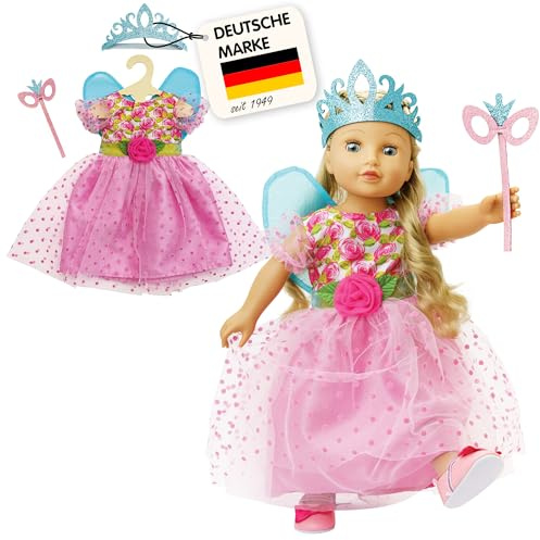 Heless 2440 - Puppenkleidung im Design Prinzessin Lillifee, Kleid inkl. Glitzerkrone und Augenmaske für Puppen und Kuscheltiere der Größe 35-45 cm