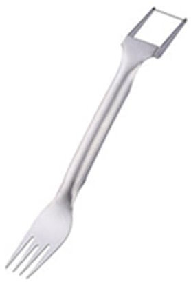 Haztholf 2 in 1 Fruit Cutter Stainless Steel Double Watermelon Cutter Tool Portable Silver Cutting Fork