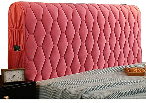 Generisch Bett kopfteil bezug Crystal Velvet Bettkopfteilbezug für Kingsize-Einzelbetten staubdichter Bettkopfteilschutzbezug Polster-/Leder-/HolzkopfteilbezugPink2-150cm