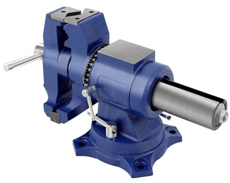 5'' Profi Drehbarer Schraubstock Blau – 125 mm Spannweite mit 360° Rotation – Robuste Ausführung für Holzbearbeitung & Bohren – Ideal für Werkstatt & DIY-Projekte