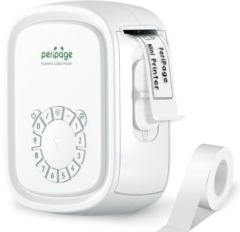 PeriPage P10Pro Etikettendrucker - Tragbar, Weiß, mit Rundtastatur, Ohne Bluetooth, USB Wiederaufladbar, Für Büro und Zuhause