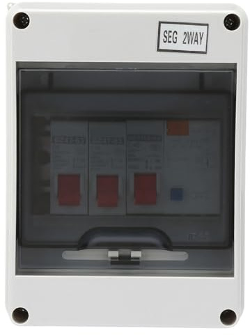 Ejoyous 2 Way Garage Consumer Unit, 40A 30mA RCD, 2MCB 6A 16A, IP65 Protective Housing, for Garages, Caravans, Workshops, Outbuildings